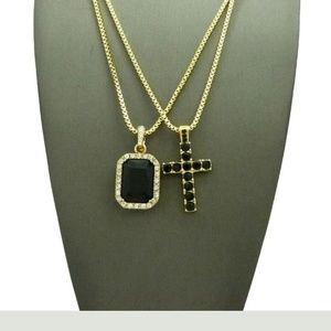 14K Gold plated iced out chains combo